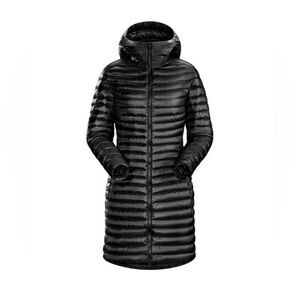 Arc'teryx Black Long Hooded Down Puffer Coat